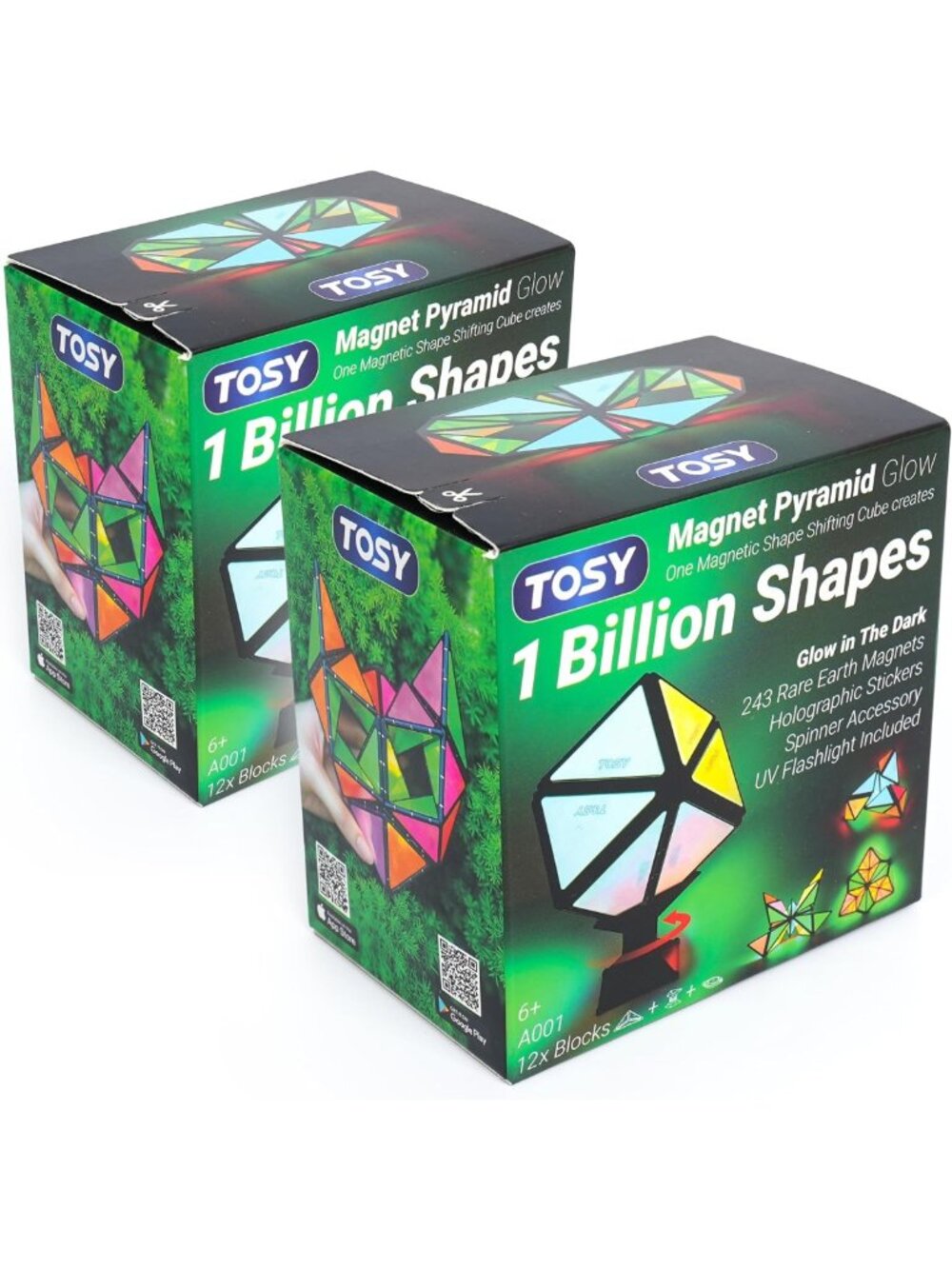 Glow-in-the-Dark Magnetic Building Blocks - 12-Piece Creative STEM Puzzle Set